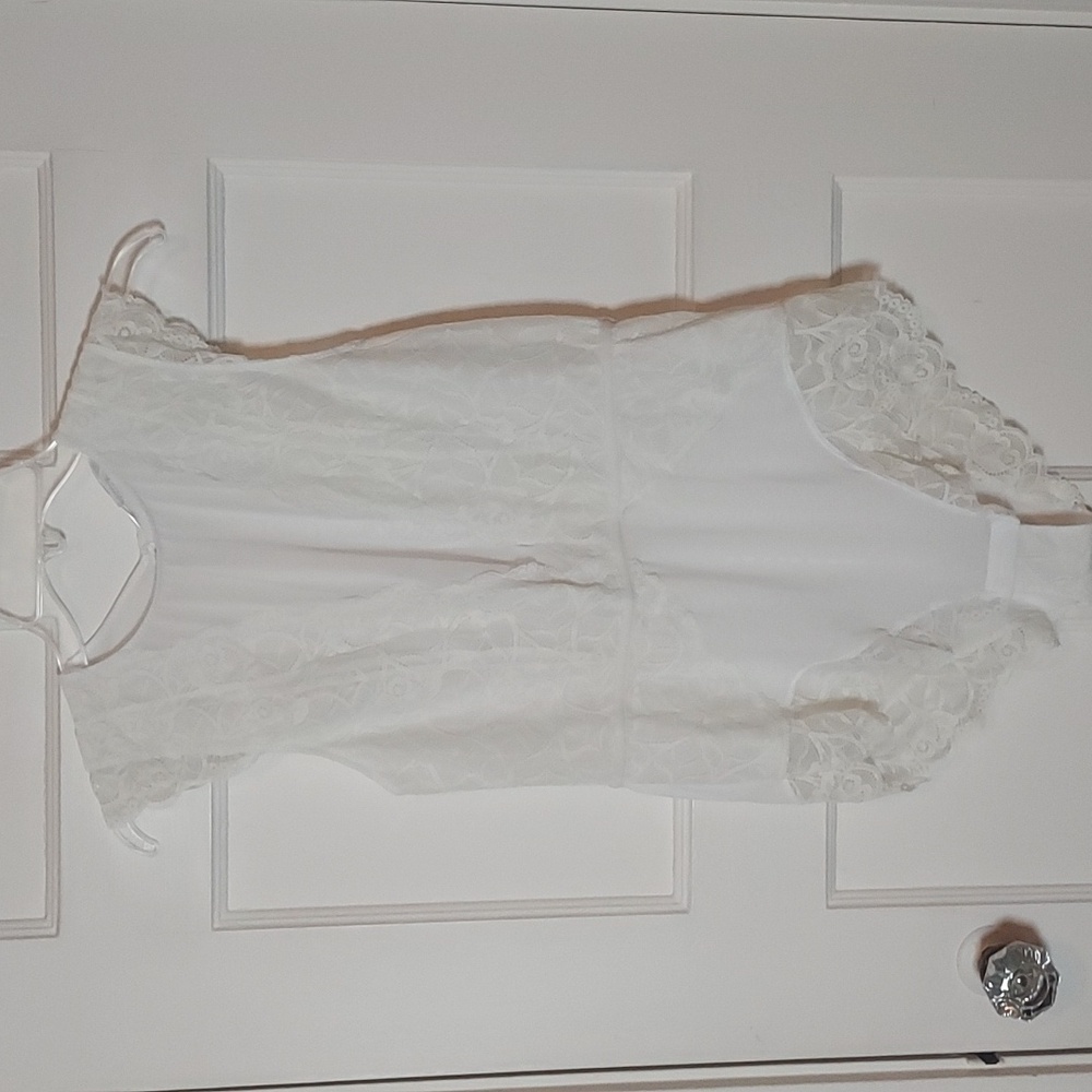 Flora Nikrooz Mesh Lace Cream Bodysuit Size XL